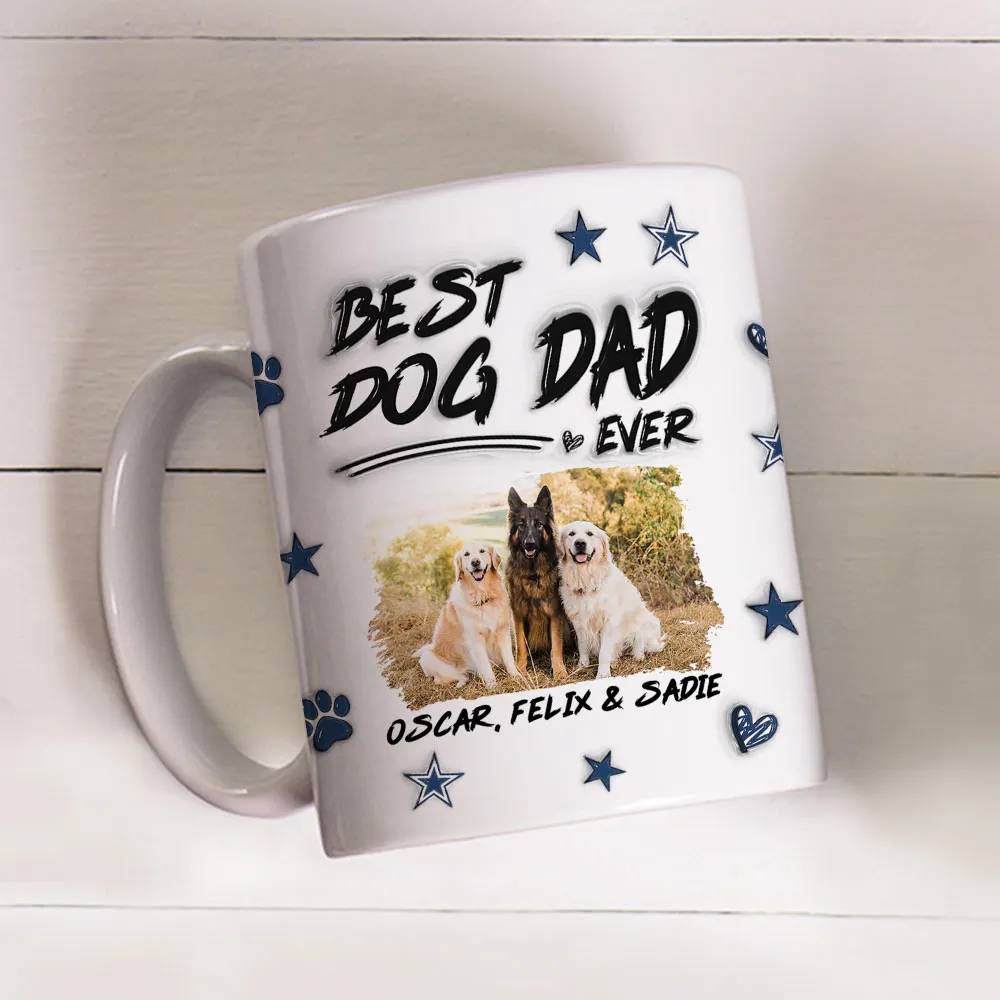Custom Photo Best Dog Dad Line - Personalized 3D Inflated Effect Ceramic Mug - Gift For Dog Lovers | NA94 - Image 2