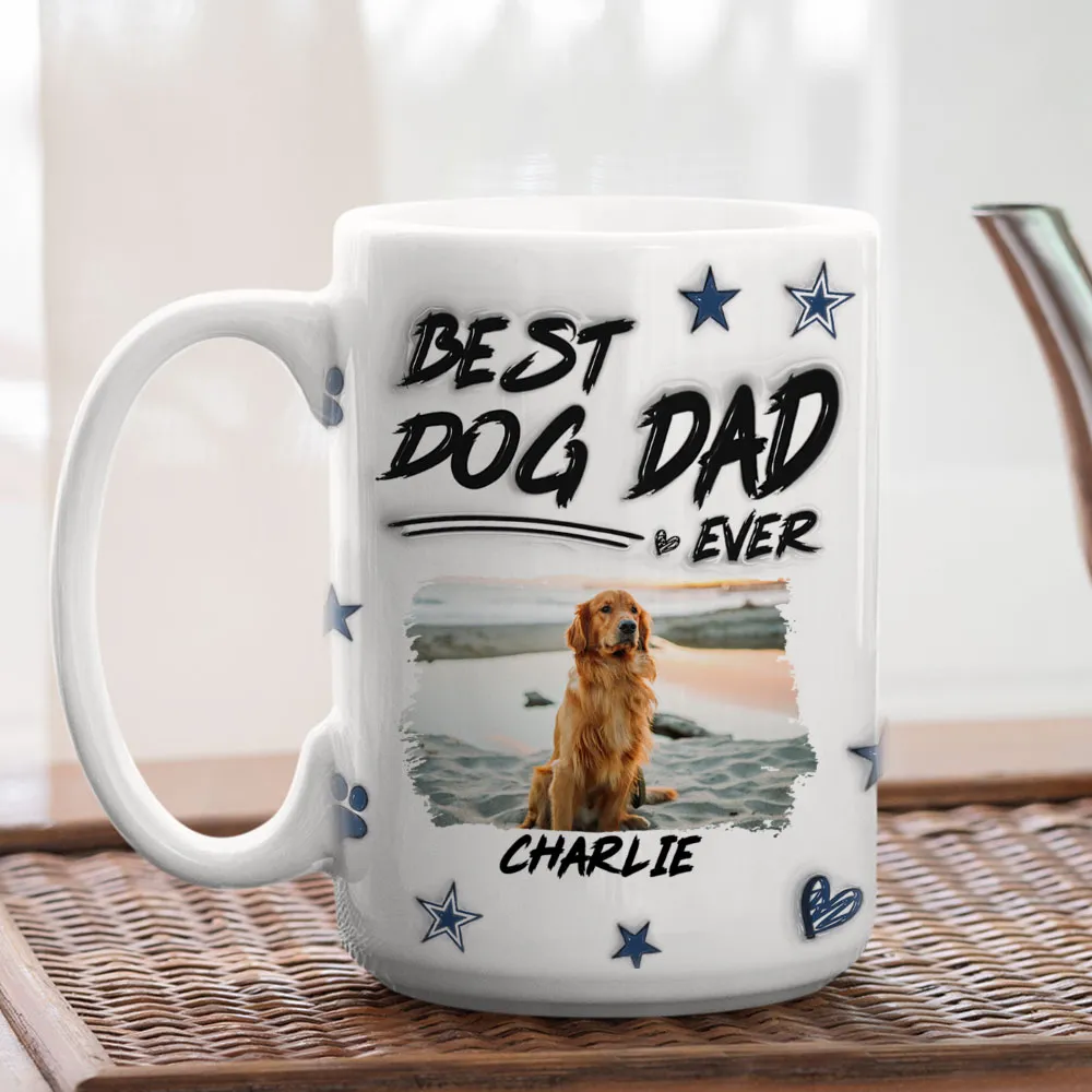 Custom Photo Best Dog Dad Line - Personalized 3D Inflated Effect Ceramic Mug - Gift For Dog Lovers | NA94 - Image 3