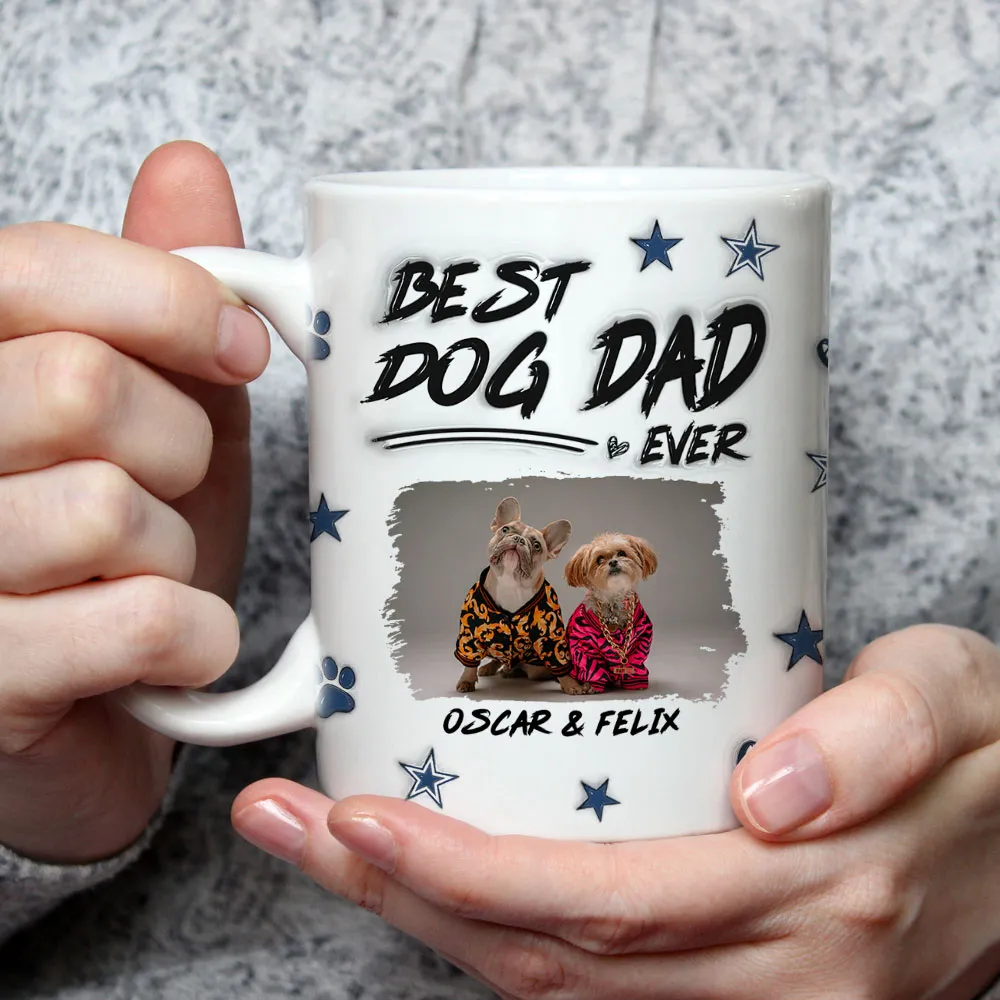 Custom Photo Best Dog Dad Line - Personalized 3D Inflated Effect Ceramic Mug - Gift For Dog Lovers | NA94 - Image 4