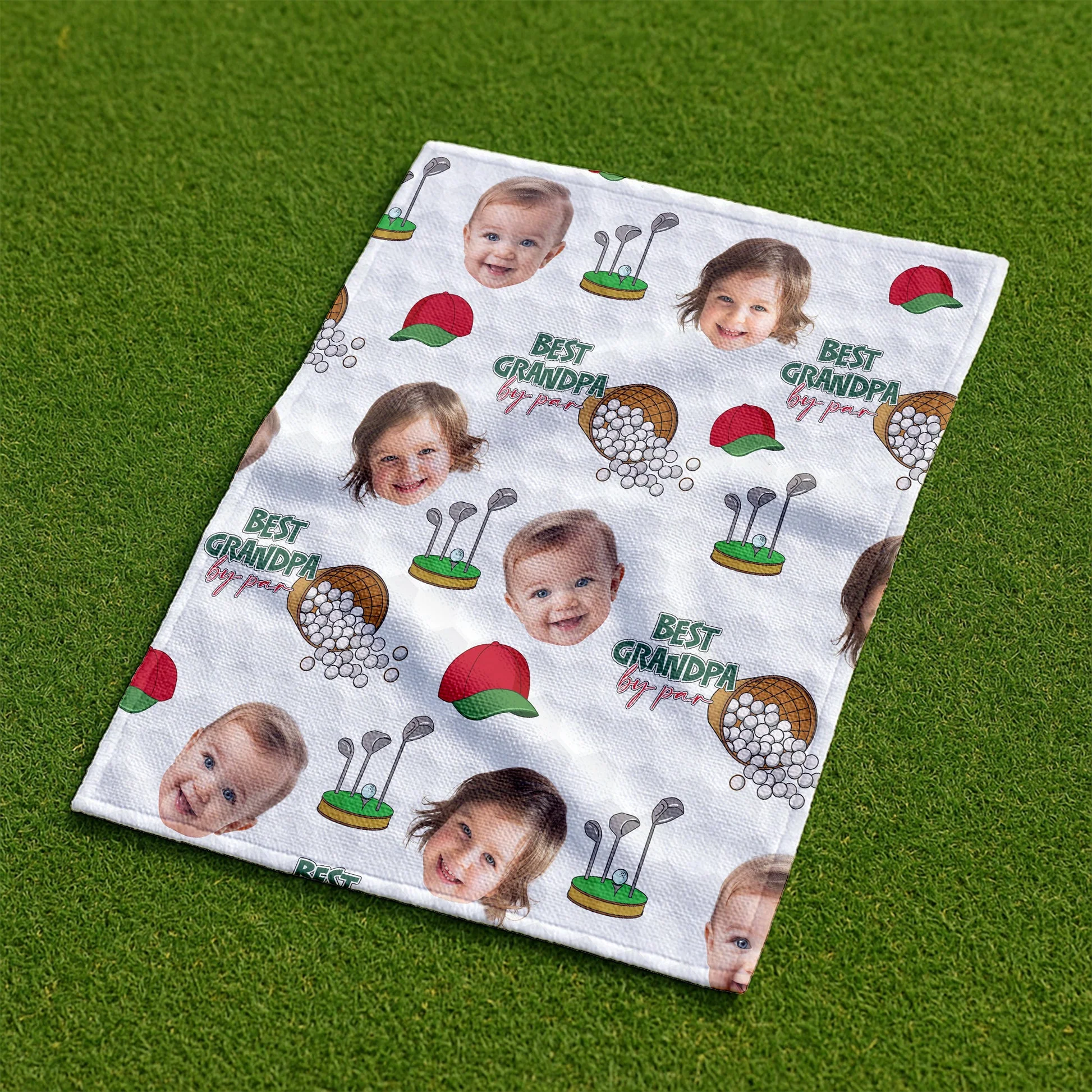 Custom Photo Best Grandpa By Par Funny - Personalized Golf Towel - Gift For Grandpa - Image 3