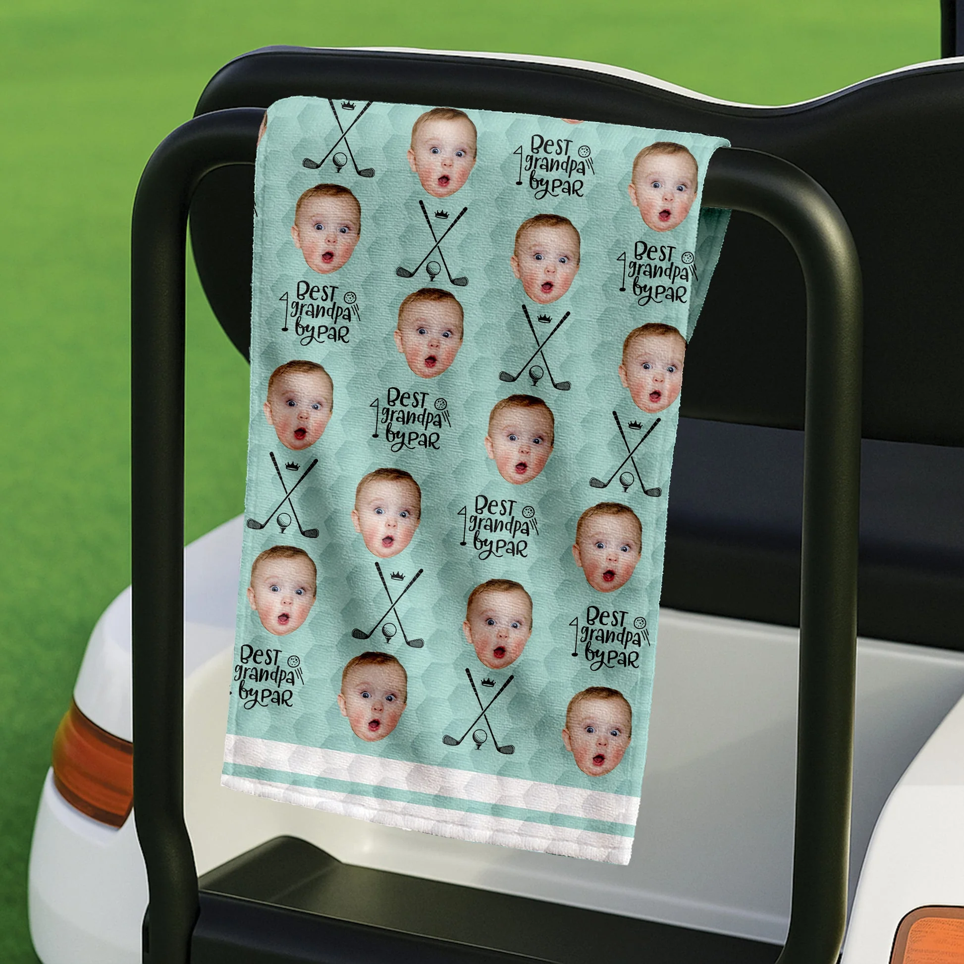 Custom Photo Best Grandpa By Par Funny - Personalized Golf Towel - Gift For Grandpa - Image 5