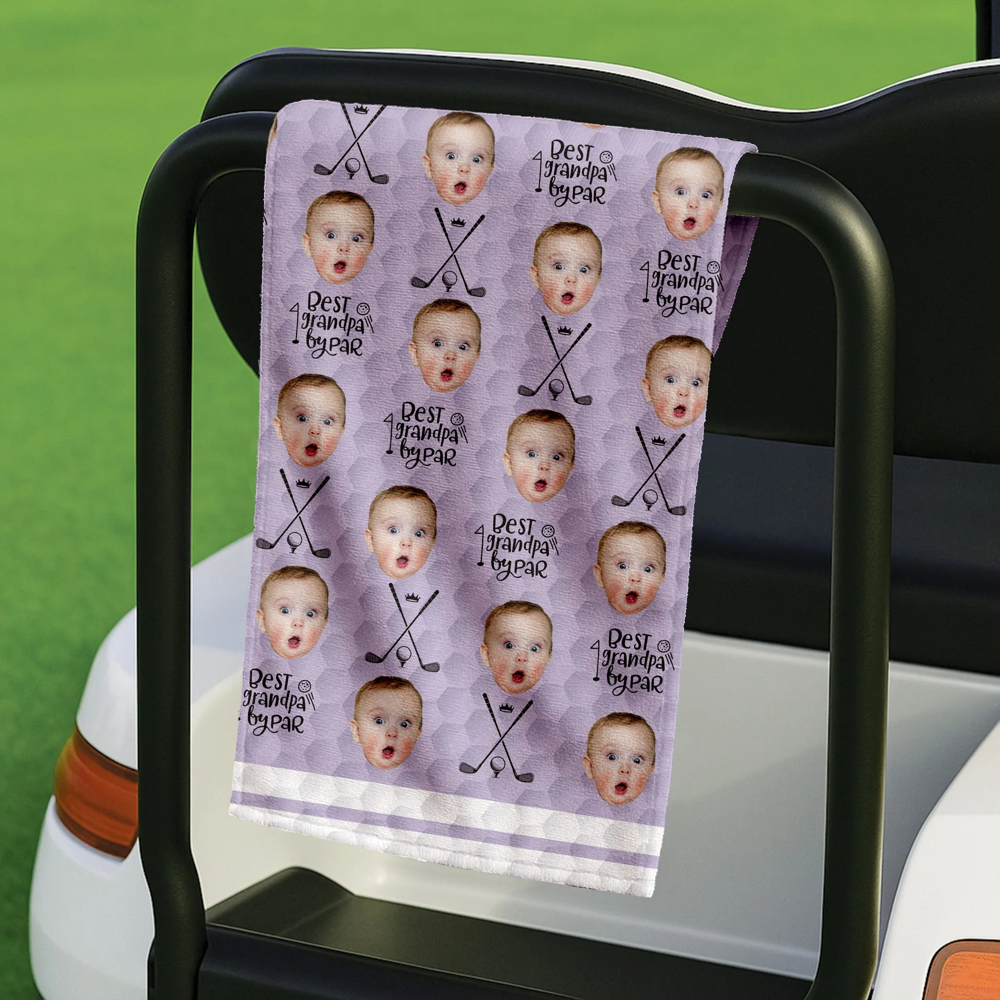 Custom Photo Best Grandpa By Par Funny - Personalized Golf Towel - Gift For Grandpa - Image 7