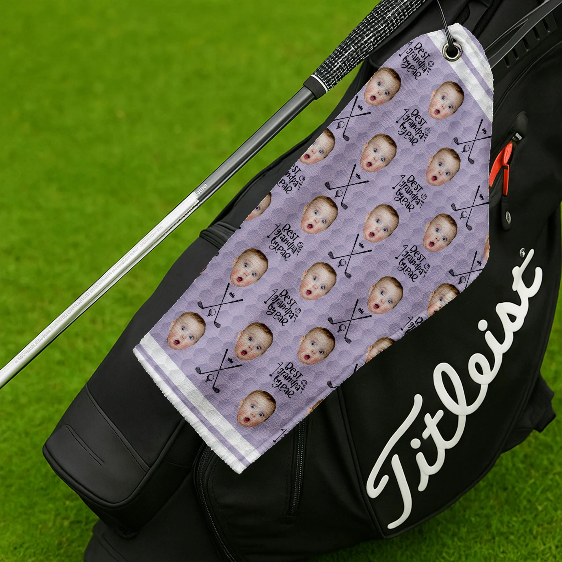 Custom Photo Best Grandpa By Par Funny - Personalized Golf Towel - Gift For Grandpa - Image 8