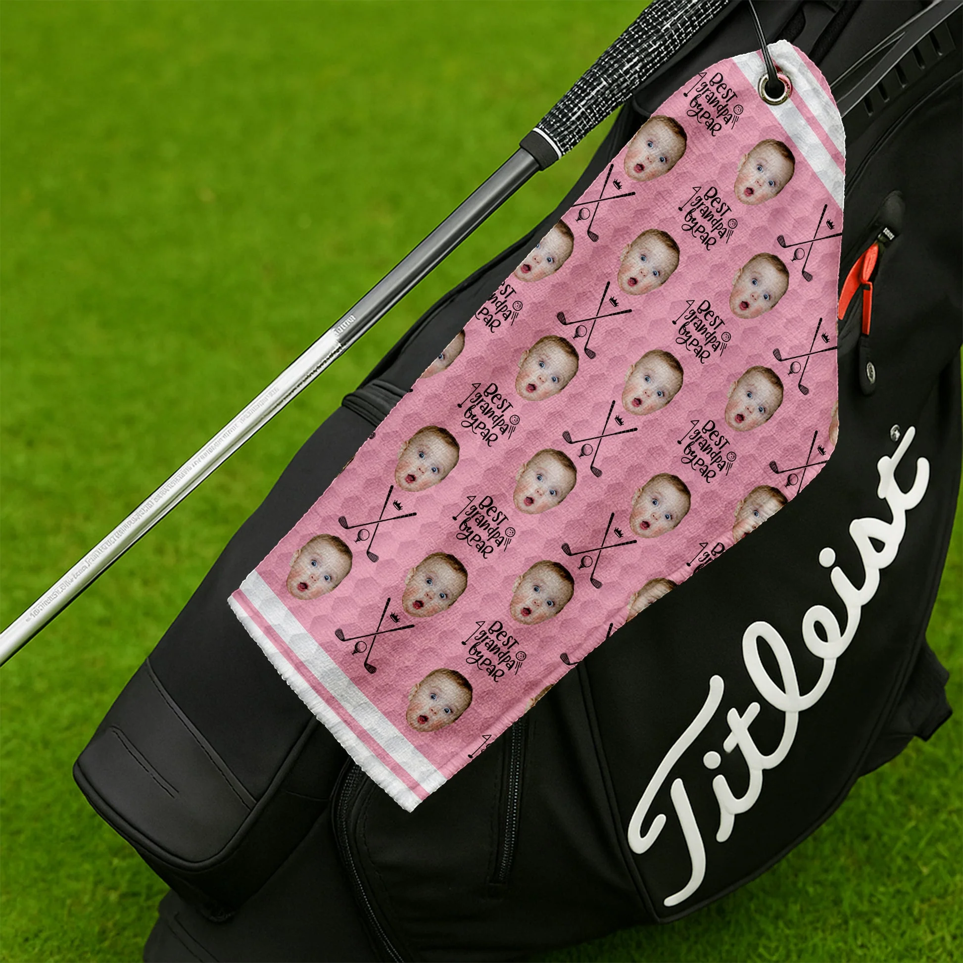 Custom Photo Best Grandpa By Par Funny - Personalized Golf Towel - Gift For Grandpa - Image 9