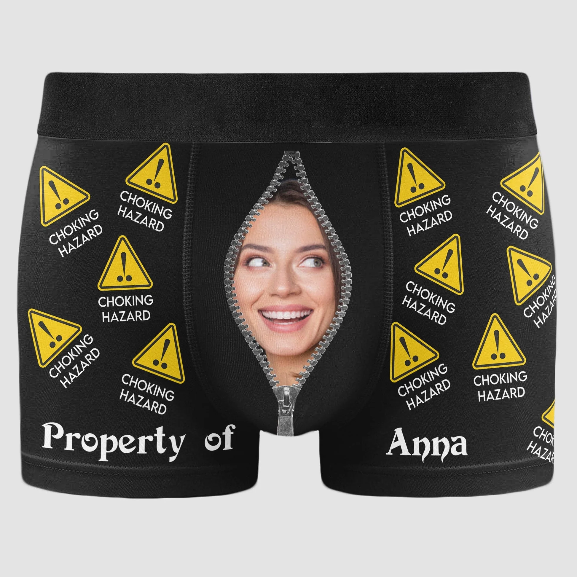 Custom Photo Choking Hazard Property Of Wife - Gift For Boyfriend, Husband, Anniversary - Funny Personalized Custom Boxer Briefs, Men's Boxers - Image 5