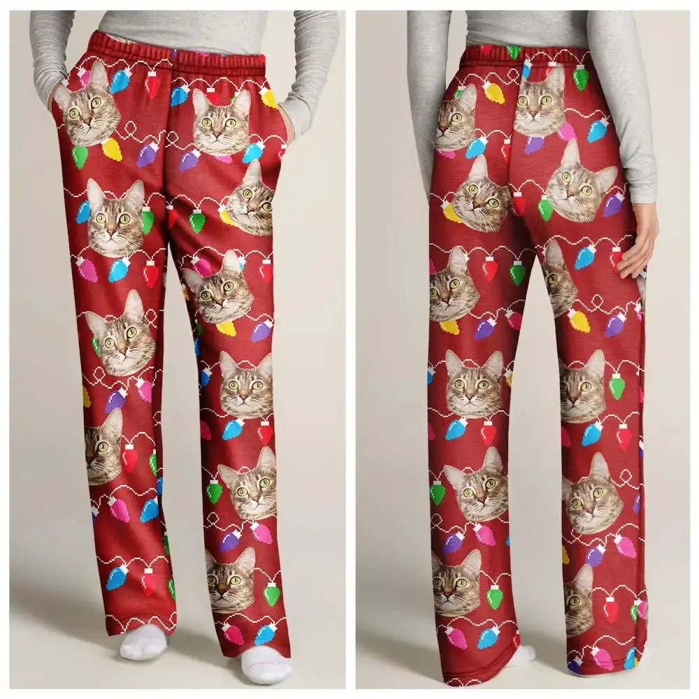 Custom Photo Christmas Family Pet Face - Gift For Family Members, Pet Lovers - Personalized Pajama Pants - NA94 - Image 2