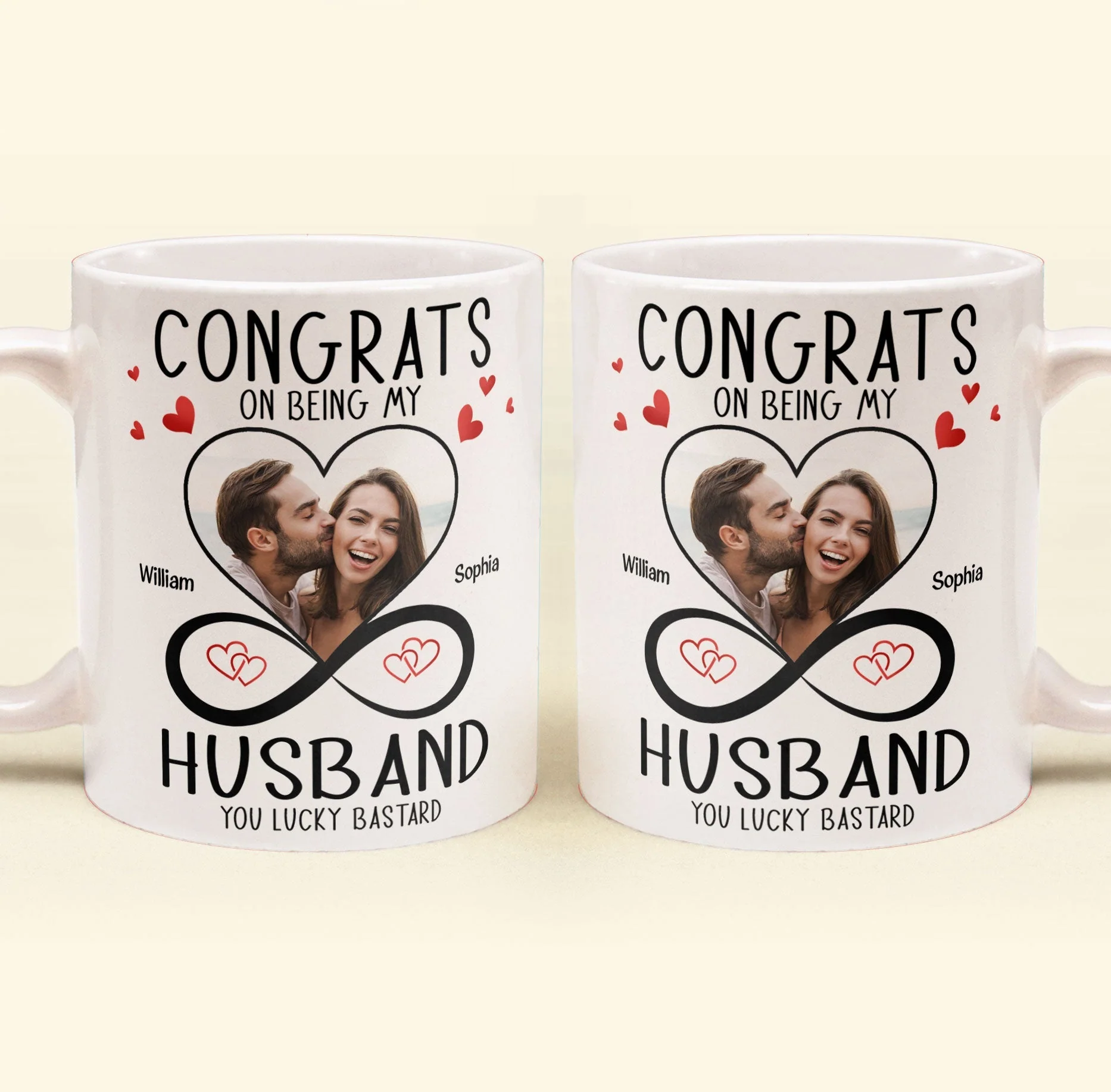 Custom Photo Congrats On Being My Husband - Personalized Ceramic Mug - Gift For Couple, Husband Wife NH96