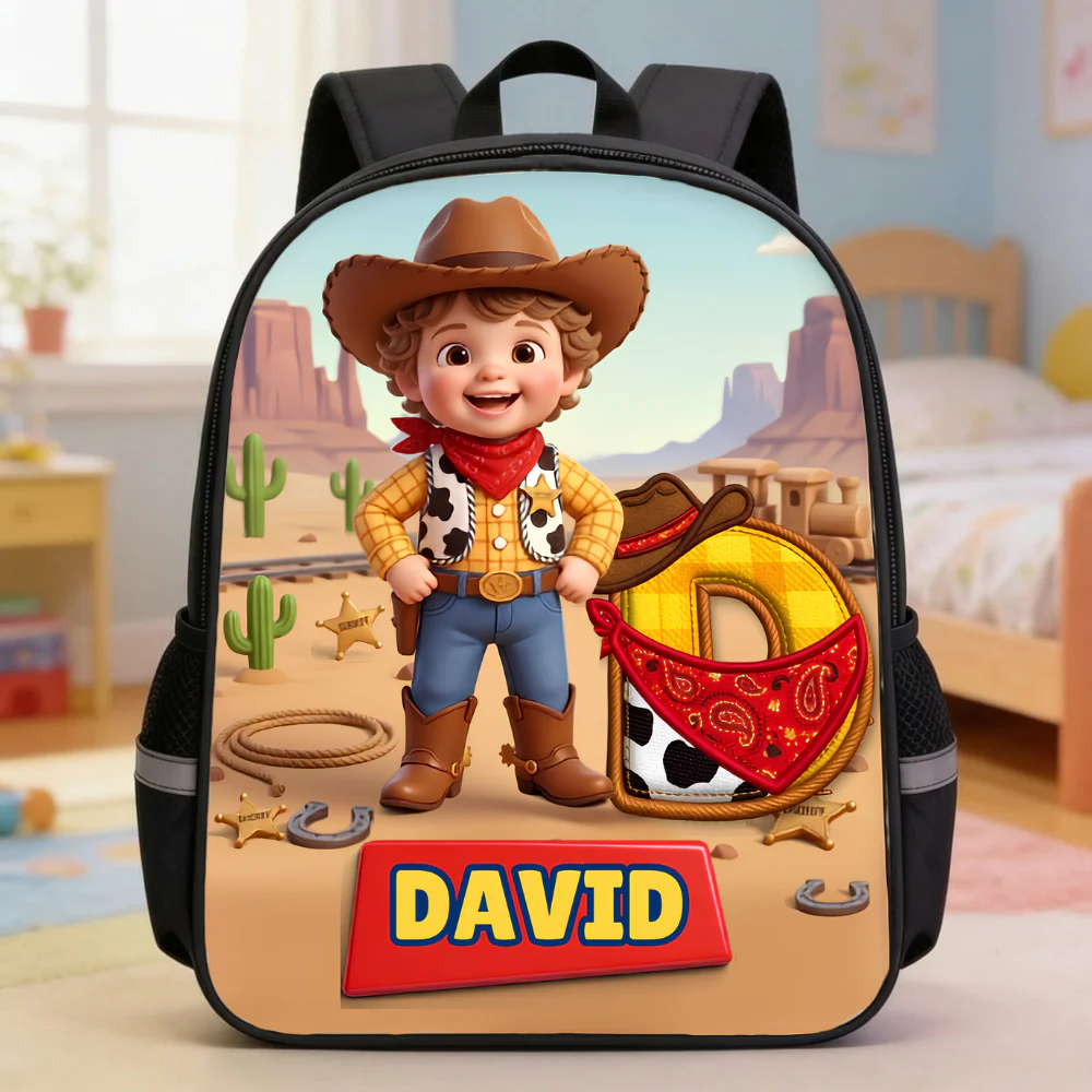 Custom Photo Cowboy CowGirl - Personalized Backpack, Lunch Bag, Pencil Case & Water Bottle - Back to School Gift - Image 2