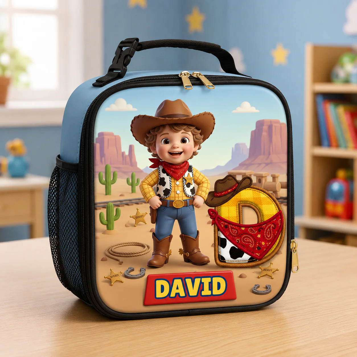 Custom Photo Cowboy CowGirl - Personalized Backpack, Lunch Bag, Pencil Case & Water Bottle - Back to School Gift - Image 3