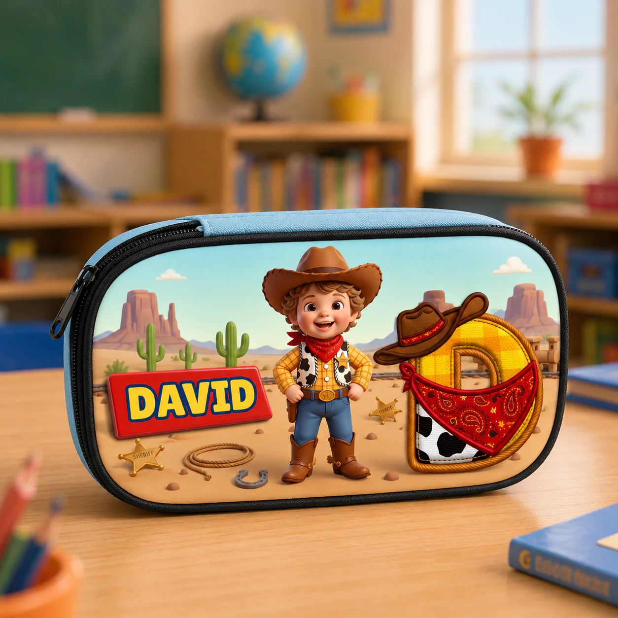 Custom Photo Cowboy CowGirl - Personalized Backpack, Lunch Bag, Pencil Case & Water Bottle - Back to School Gift - Image 4