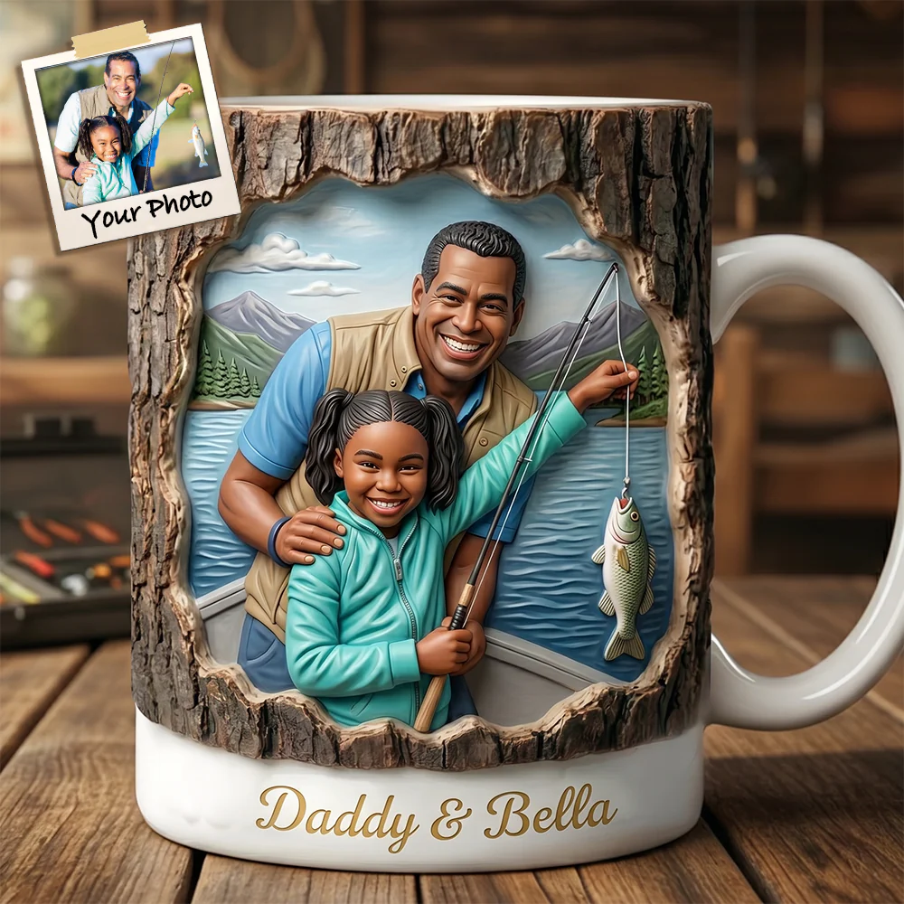 Custom Photo Dad With Fishing - Personalized White Mug - Gift For Dad, Fishing Lovers