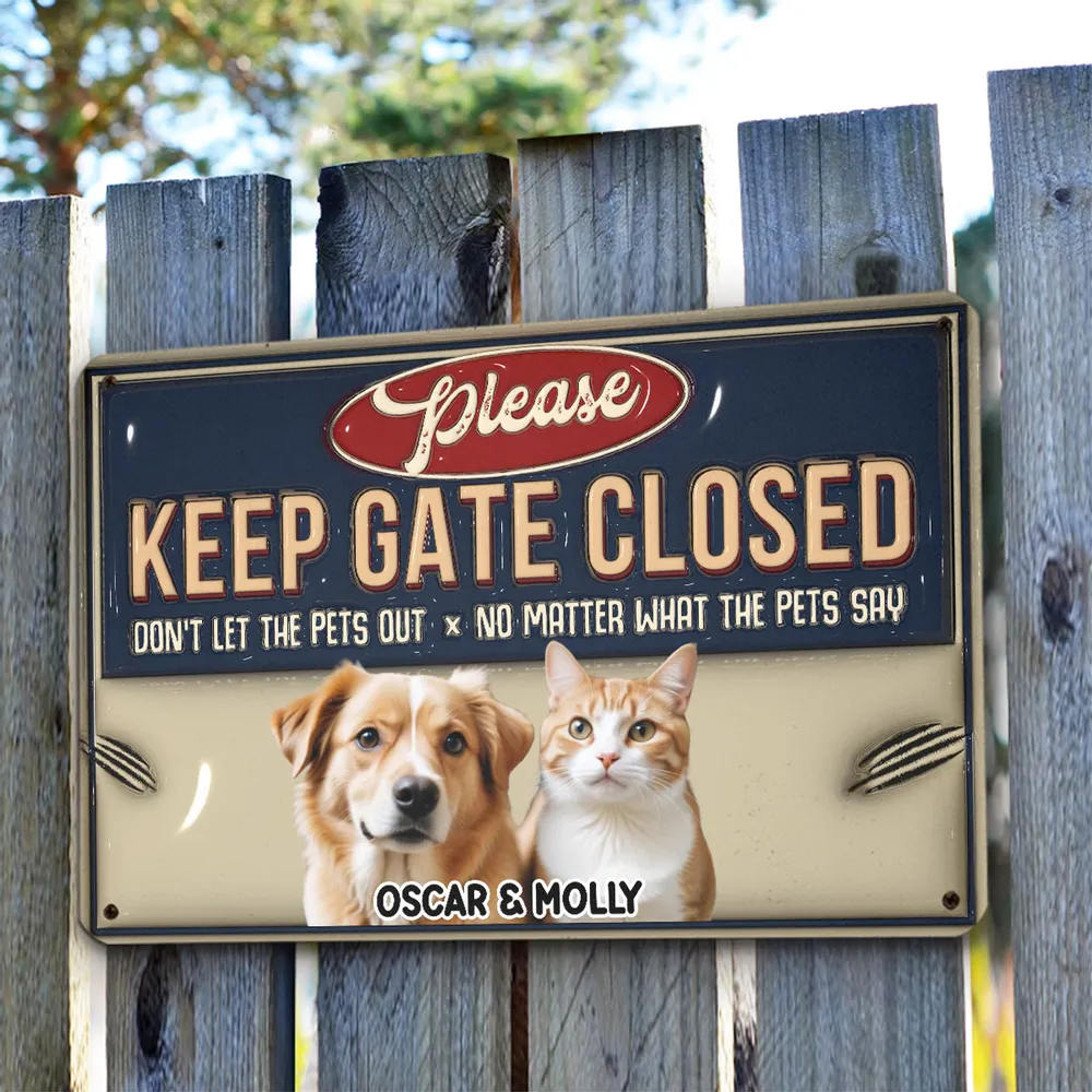 Custom Photo Do Not Let The Pets Out - Personalized 3D Inflated Effect Metal Sign - Gift For Pet Lovers | NA94 - Image 2