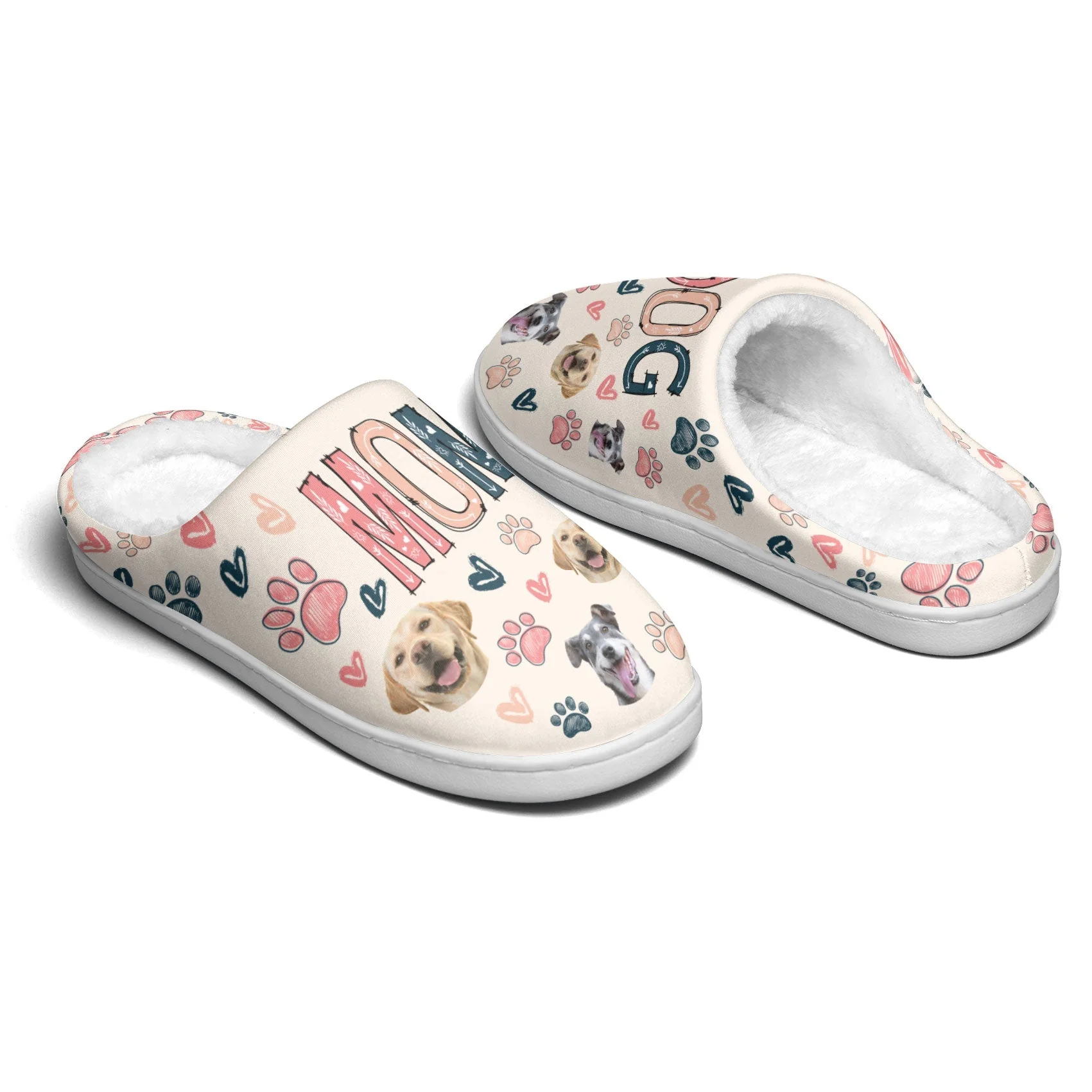 Custom Photo Dog Mom Love Paw Paw - Personalized Slippers - Gift For Dog Lovers, Cat Lovers, Pet Owners NA94 - Image 2