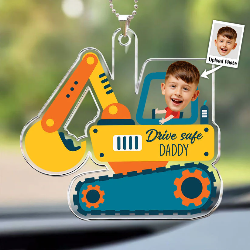 Custom Photo Drive Car, Bulldozer, Boat Funny Trip But Keep You Safe - Gift For Family Members - Personalized Acrylic Car Hanger  NA94