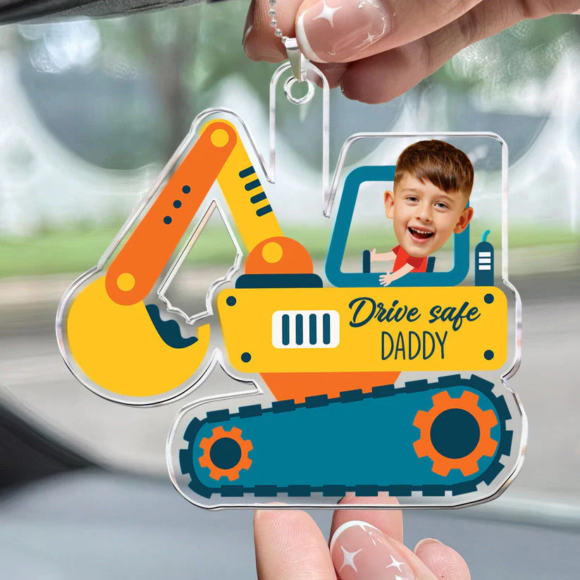 Custom Photo Drive Car, Bulldozer, Boat Funny Trip But Keep You Safe - Gift For Family Members - Personalized Acrylic Car Hanger  NA94 - Image 2