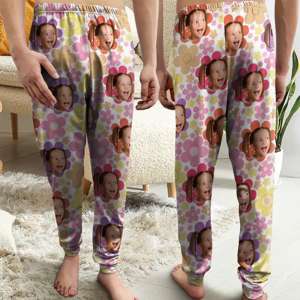 Custom Photo Face Cut Kids Pets Family - Gift For Family Members - Personalized Pajama Pants - NA94 - Image 3