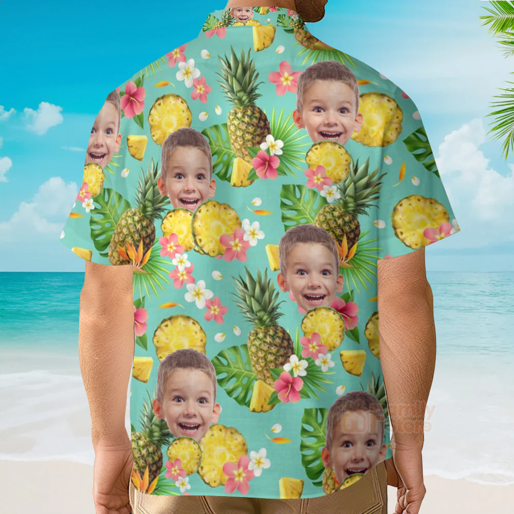 Custom Photo Face Hibiscus Flower Summer 2 - Hawaiian Shirt - Image 2