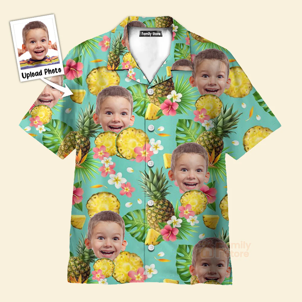 Custom Photo Face Hibiscus Flower Summer 2 - Hawaiian Shirt - Image 3