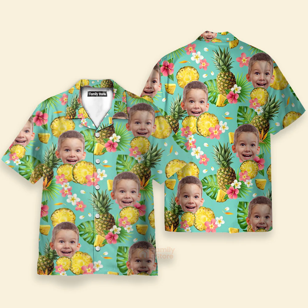 Custom Photo Face Hibiscus Flower Summer 2 - Hawaiian Shirt - Image 4