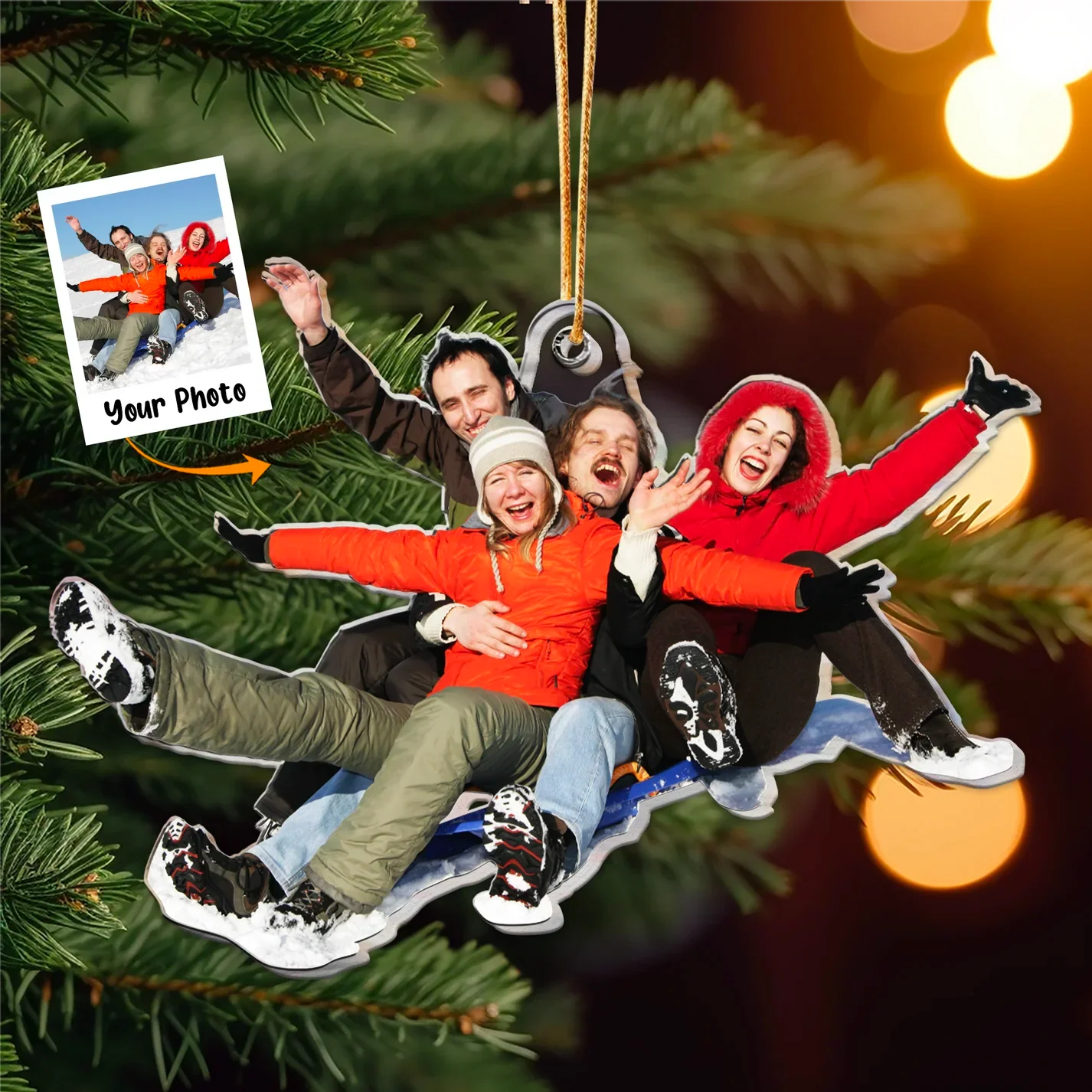 Custom Photo Family Gathering Gift For Grandparents - Personalized Family Photo Ornament - Image 5