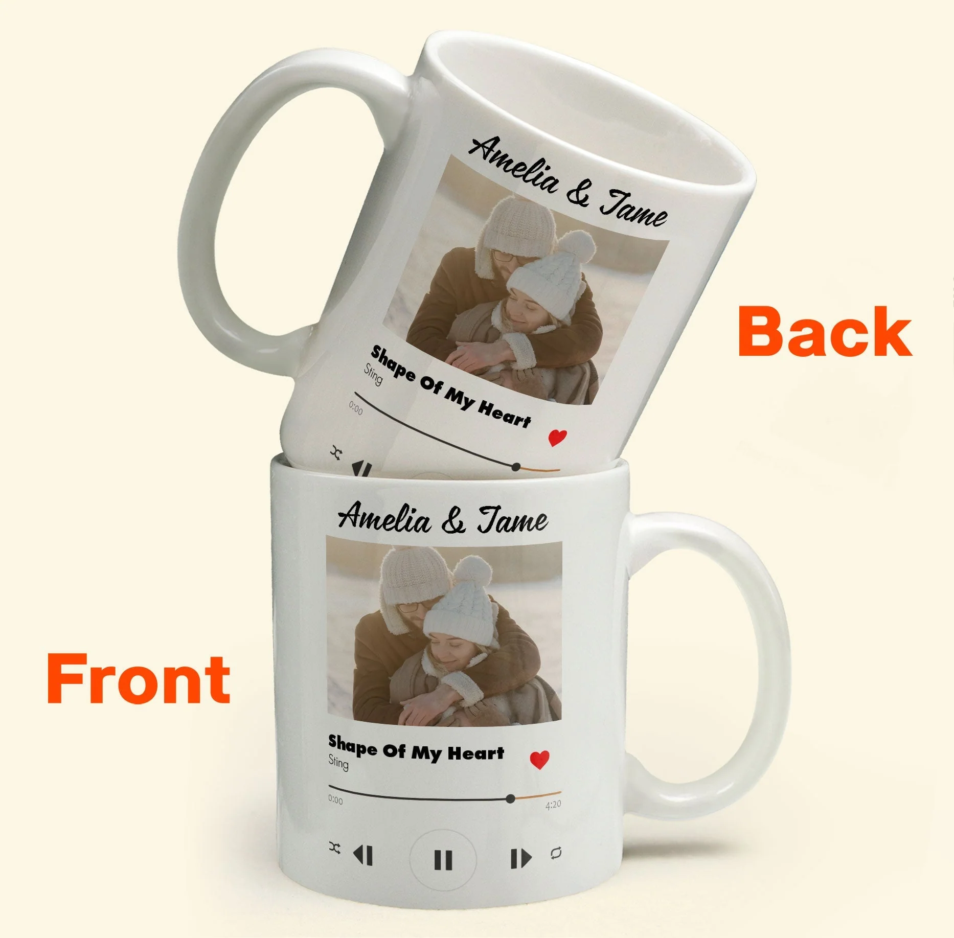 Custom Photo Favorite Couple Song - Personalized Ceramic Mug - Gift For Couple, Husband Wife NH96 - Image 2