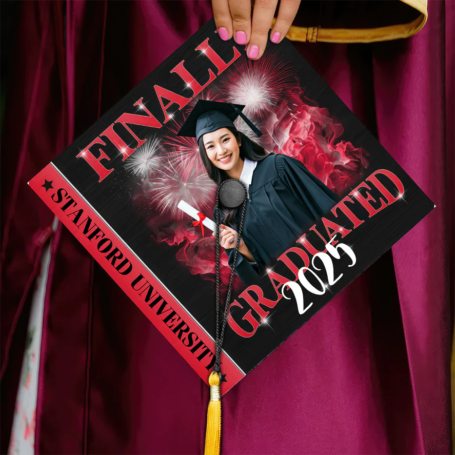 Custom Photo Finally Graduated - Personalized Graduation Cap Topper | NA94