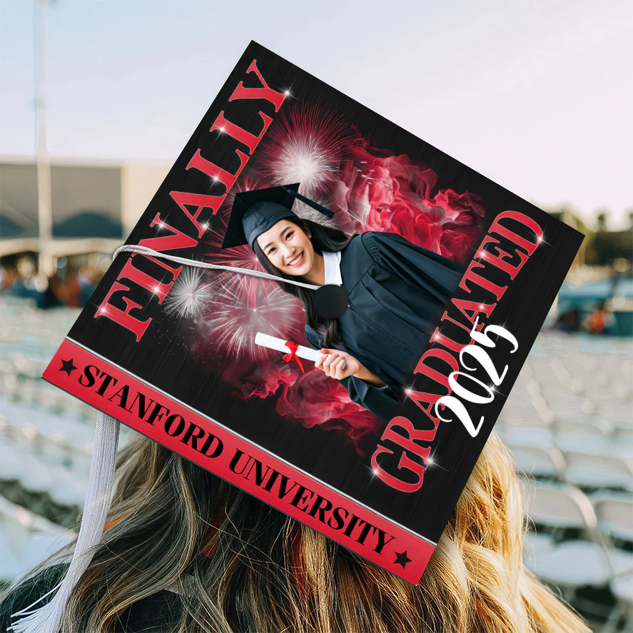 Custom Photo Finally Graduated - Personalized Graduation Cap Topper | NA94 - Image 2