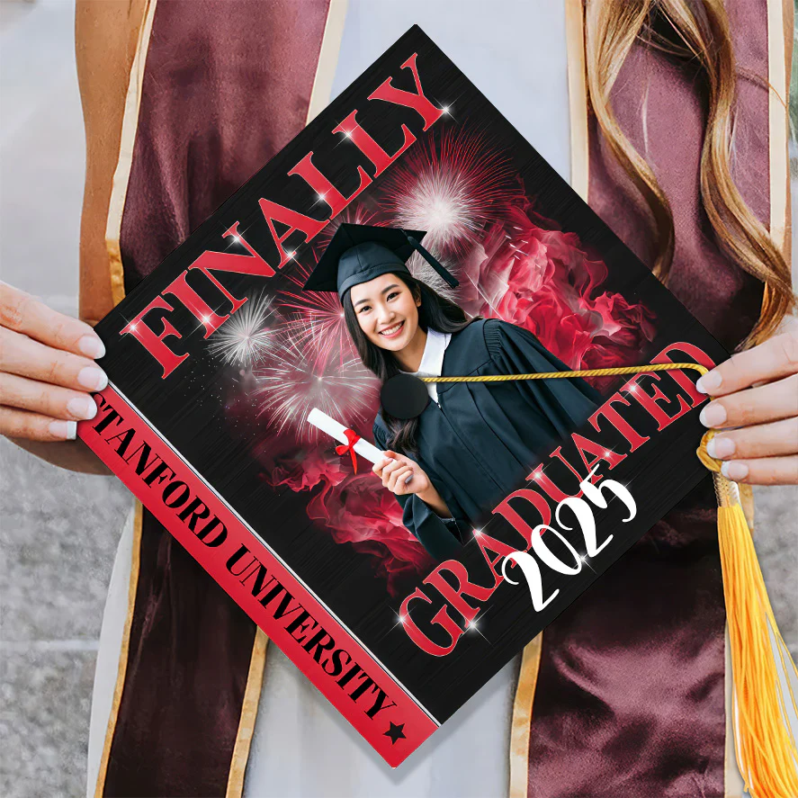 Custom Photo Finally Graduated - Personalized Graduation Cap Topper | NA94 - Image 3