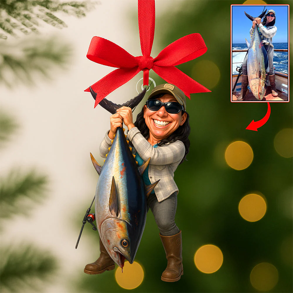 Custom Photo Fisherman Christmas - Personalized Acrylic Ornament - Gifts For Dad, Grandpa, Fishing Lovers - Image 2