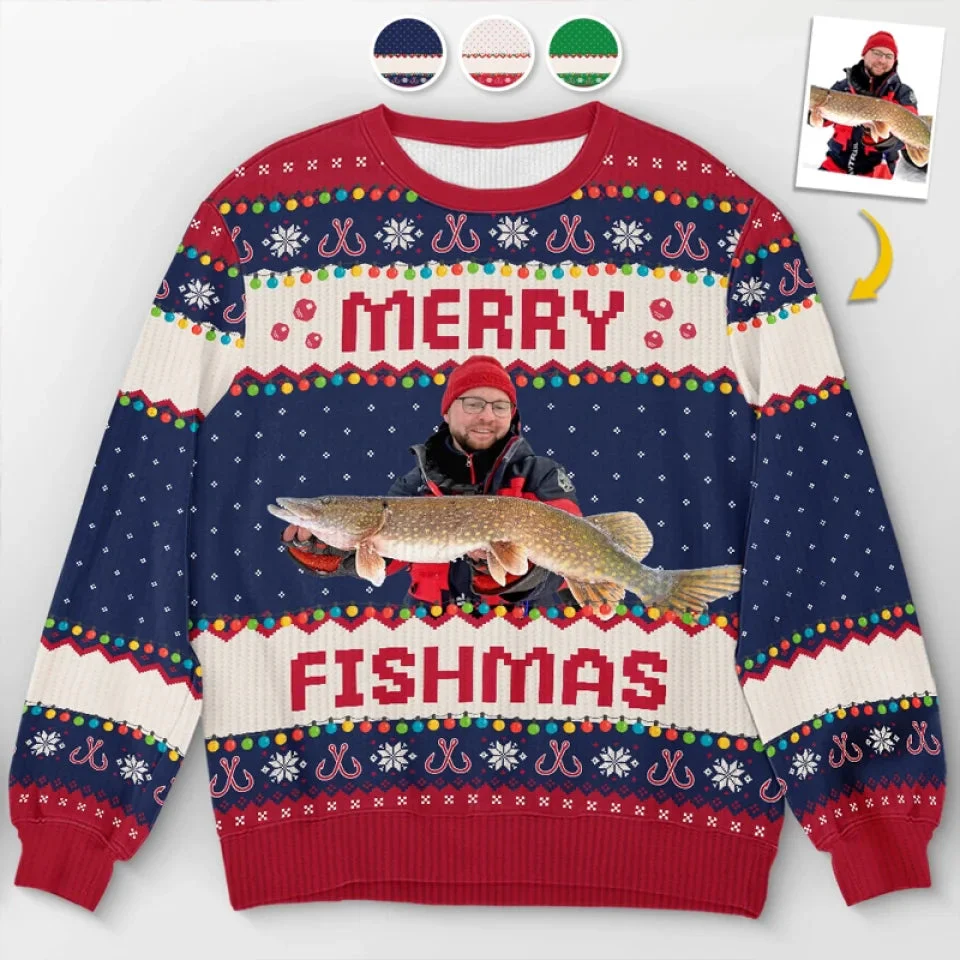 Custom Photo Fisherman - Personalized Ugly Sweater - Christmas Gift For Lovers, Fisherman NA94 - Image 4