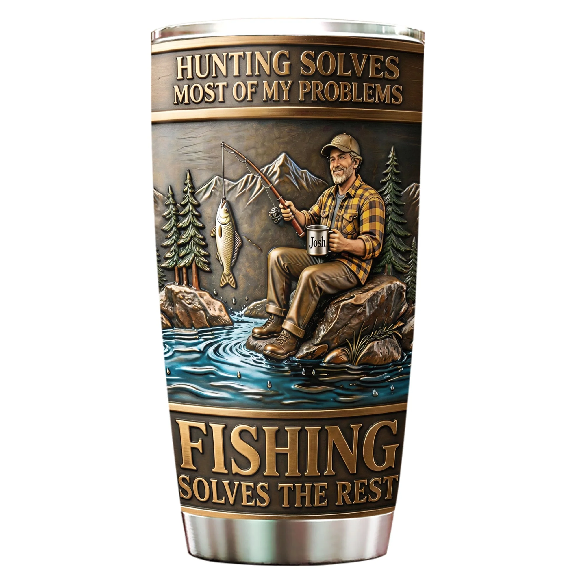 Custom Photo Fishing Solves The Rest - Personalized Tumbler - Gift For Dad, Grandpa, Fishing Lover - Image 4