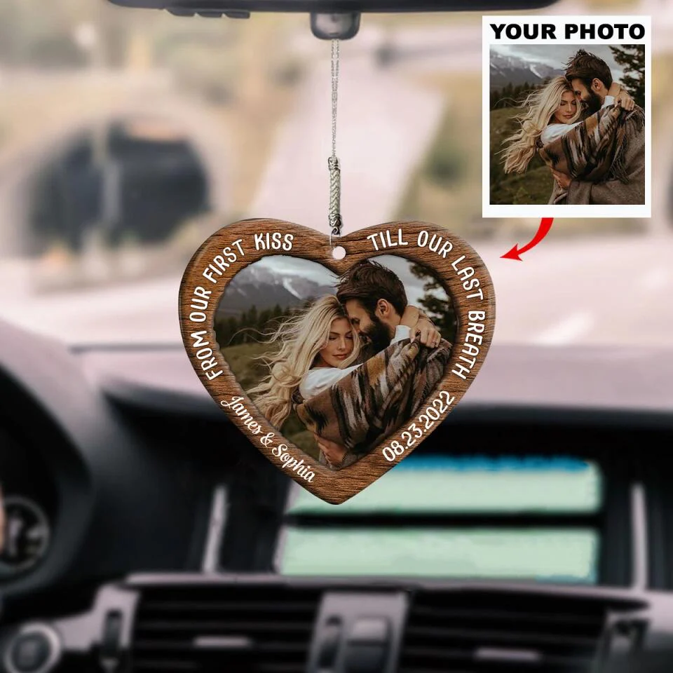 Custom Photo From Our First Kiss - Personalized Car Ornament - Gift For Couple, Husband Wife NH96 - Image 2