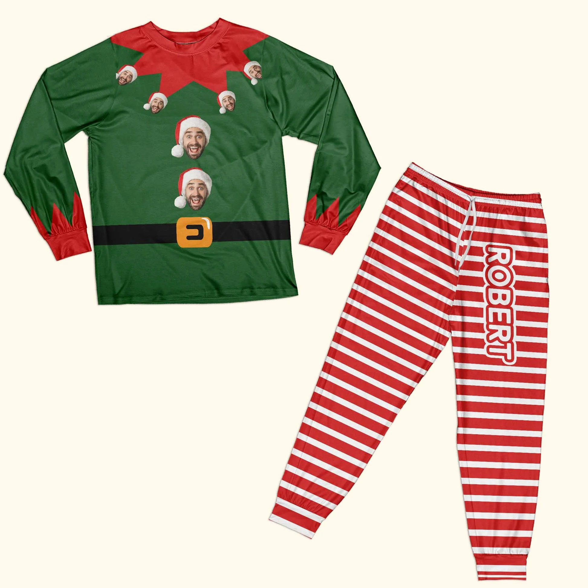 Custom Photo Funny Face Funny Elf - Personalized Unisex Pajamas Set - Gift For Family Members, Friends - NA94 - Image 3