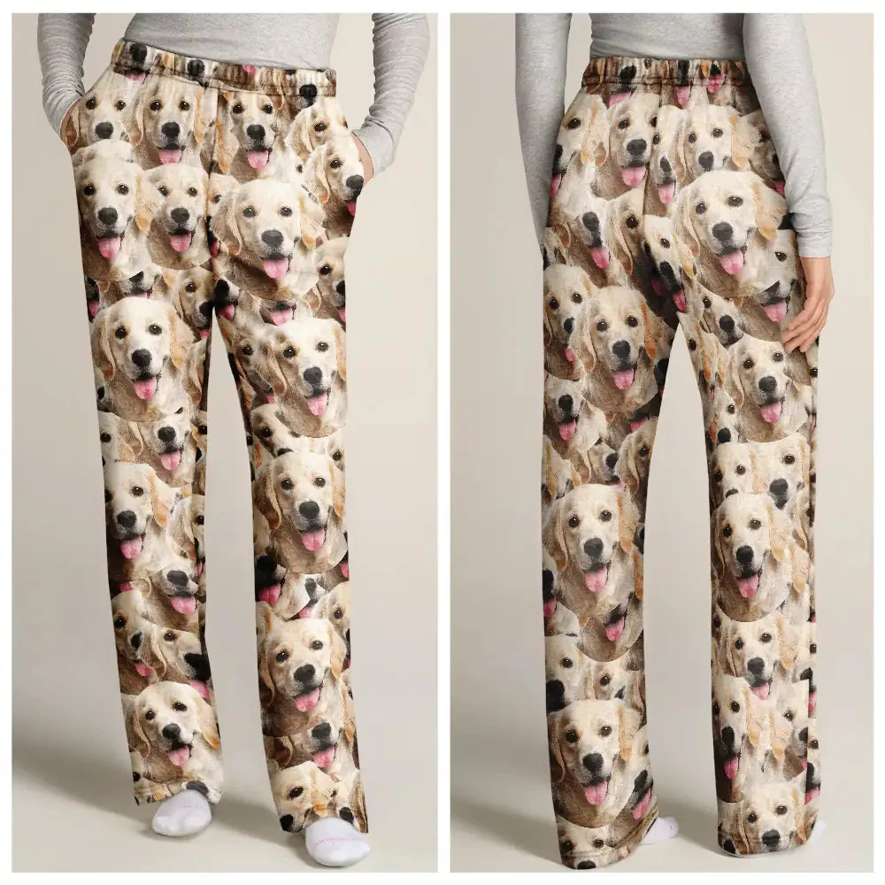 Custom Photo  Funny Face Pattern Dog Cat - Gift For Pet Lovers - Personalized Pajama Pants NA94 - Image 2