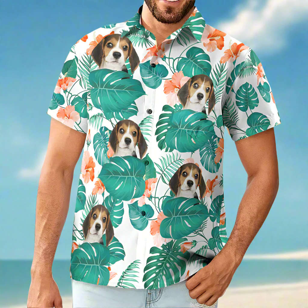 Custom Photo Funny Family Pet Face  - Gift For Pet Lovers - Personalized Hawaiian Shirt - Image 2