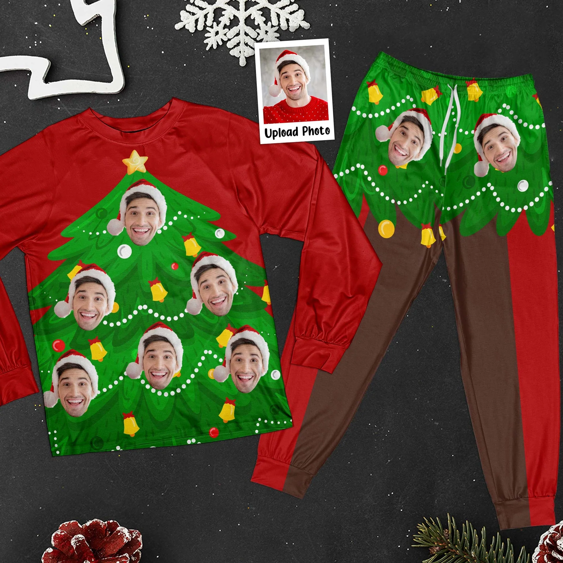Custom Photo Funny Living Christmas Tree - Personalized Unisex Pajamas Set - Gift For Family Members, Friends - NA94 - Image 2