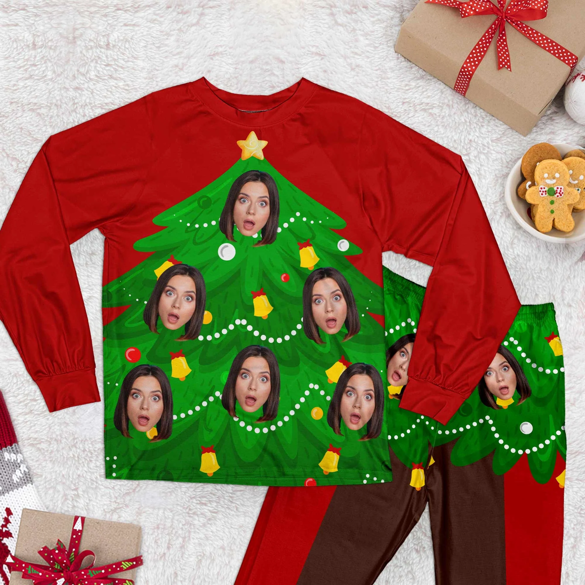 Custom Photo Funny Living Christmas Tree - Personalized Unisex Pajamas Set - Gift For Family Members, Friends - NA94 - Image 3