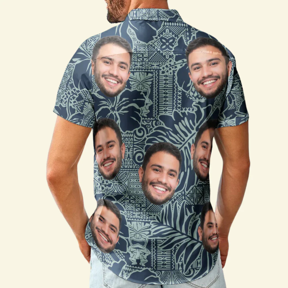 Custom Photo Funny Pet Family Friends Tiki Bar Summer - Personalized Hawaiian Shirt - Image 2