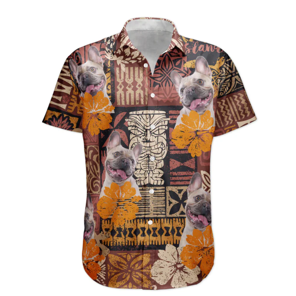 Custom Photo Funny Pet Family Friends Tiki Tropical Summer - Personalized Hawaiian Shirt - Image 3