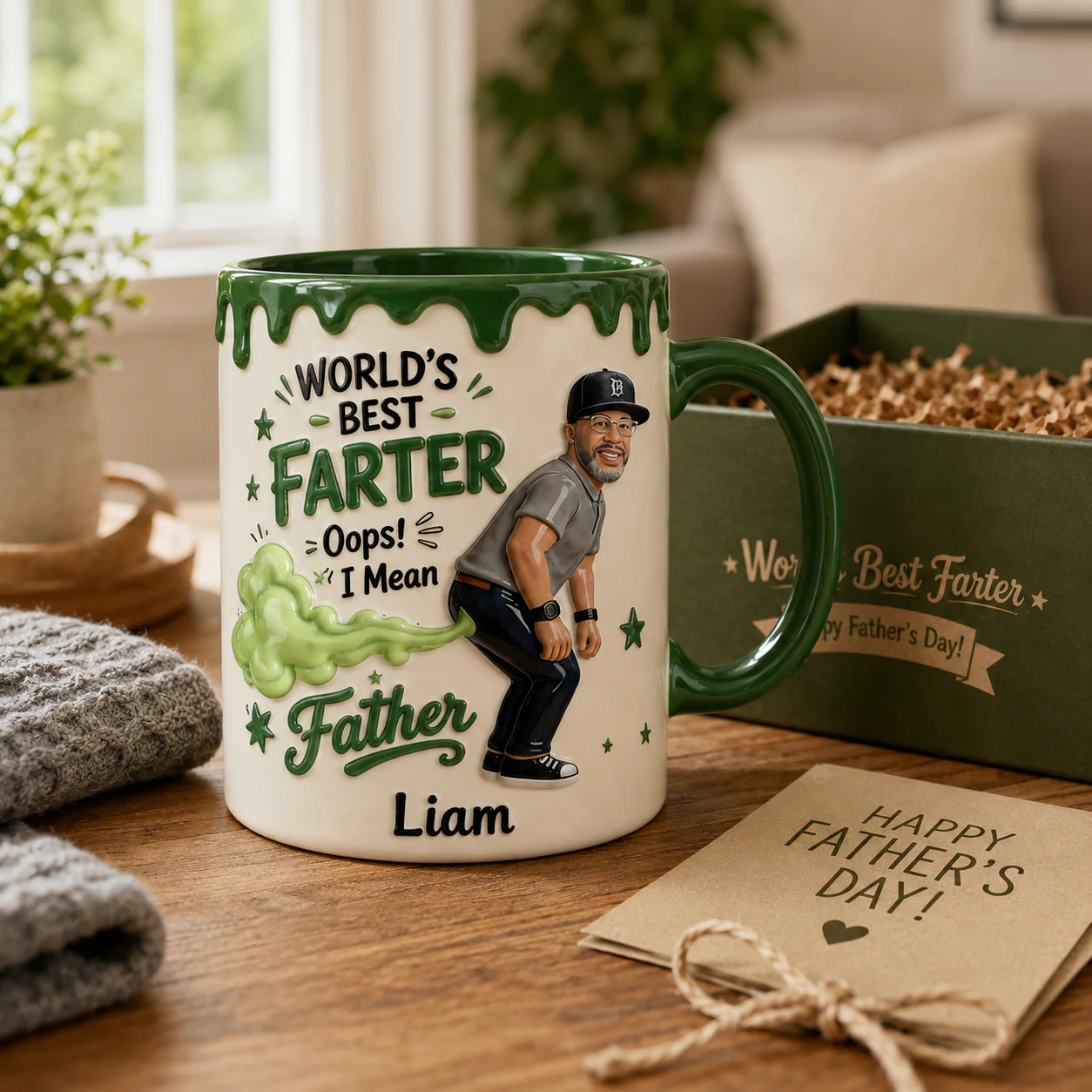 Custom Photo Funny World's Best Father - Personalized Accent Mug - Gift For Dad - Image 3