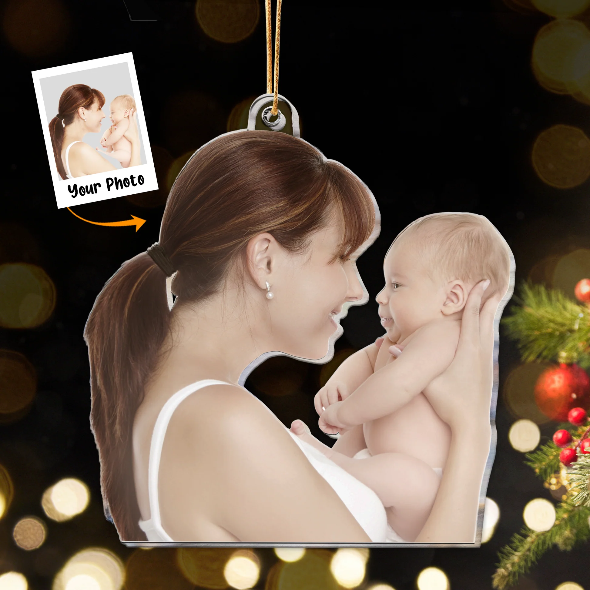 Custom Photo Gift For New Mom - Personalized Acrylic Photo Ornament - Image 2
