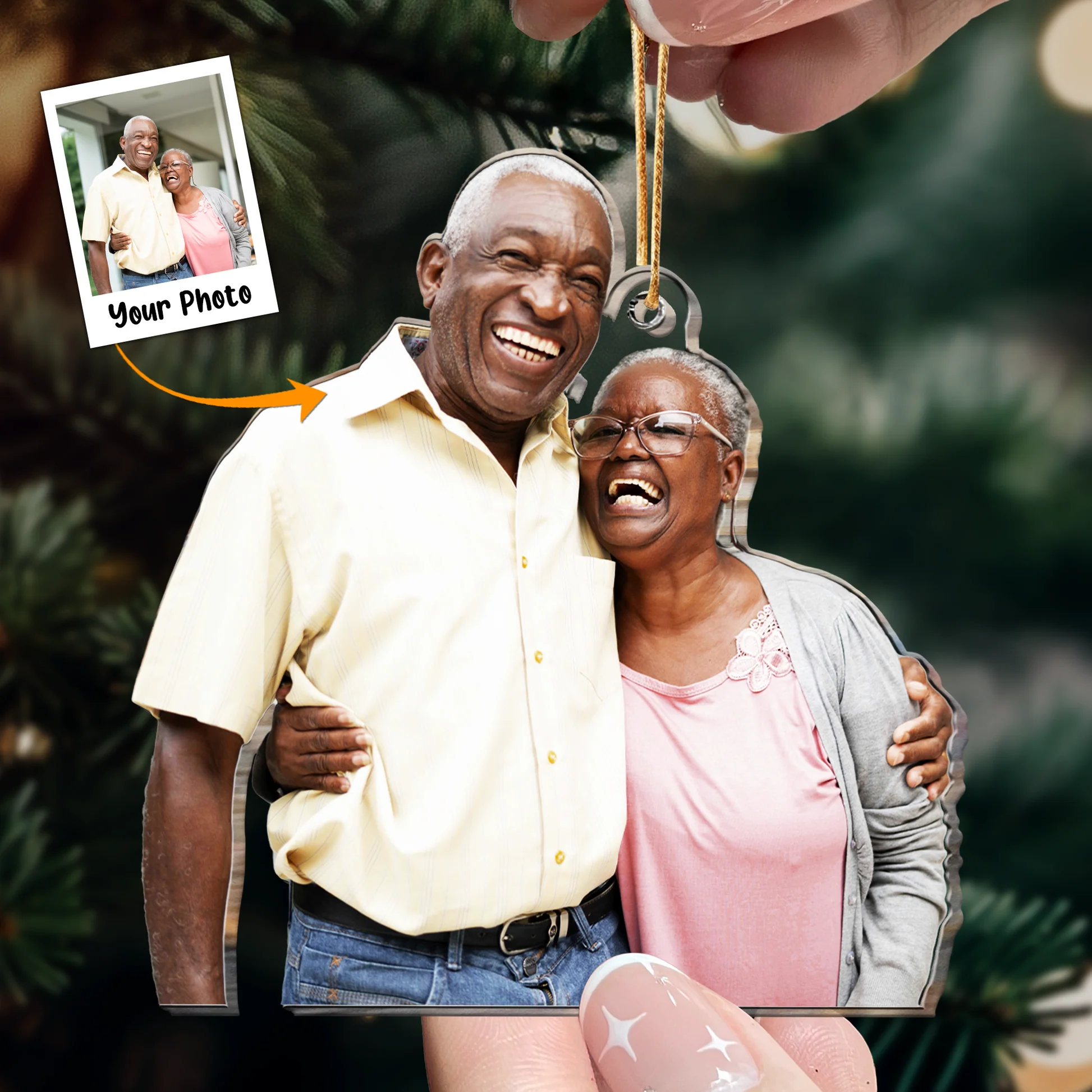 Custom Photo Gift For Old Couple - Personalized Acrylic Photo Ornament