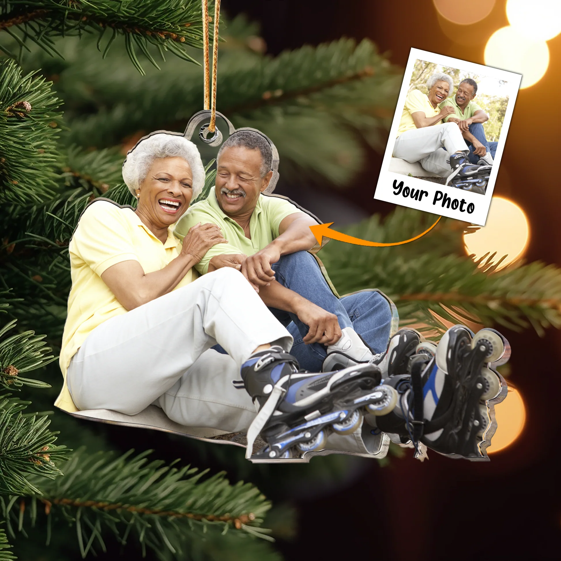 Custom Photo Gift For Old Couple - Personalized Acrylic Photo Ornament - Image 2