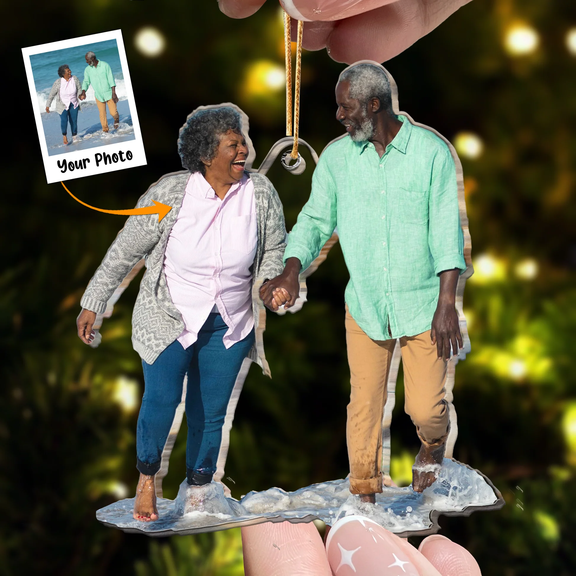 Custom Photo Gift For Old Couple - Personalized Acrylic Photo Ornament - Image 3
