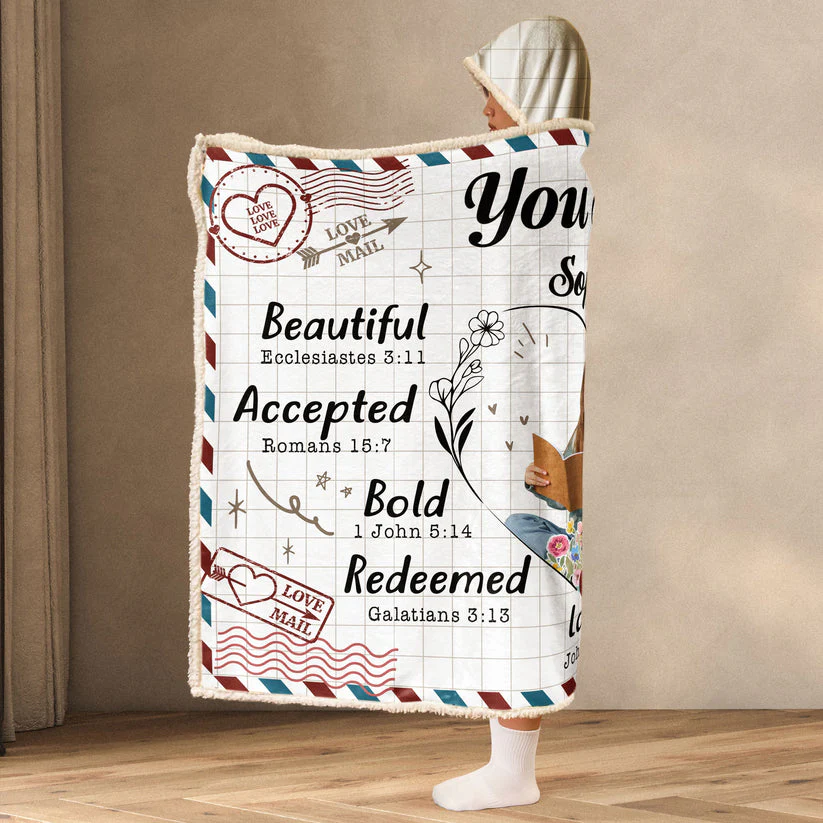 Custom Photo God Says You Are Beautiful And Kind - Personalized Wearable Hooded Blanket - Gift For Women - NA94 - Image 4