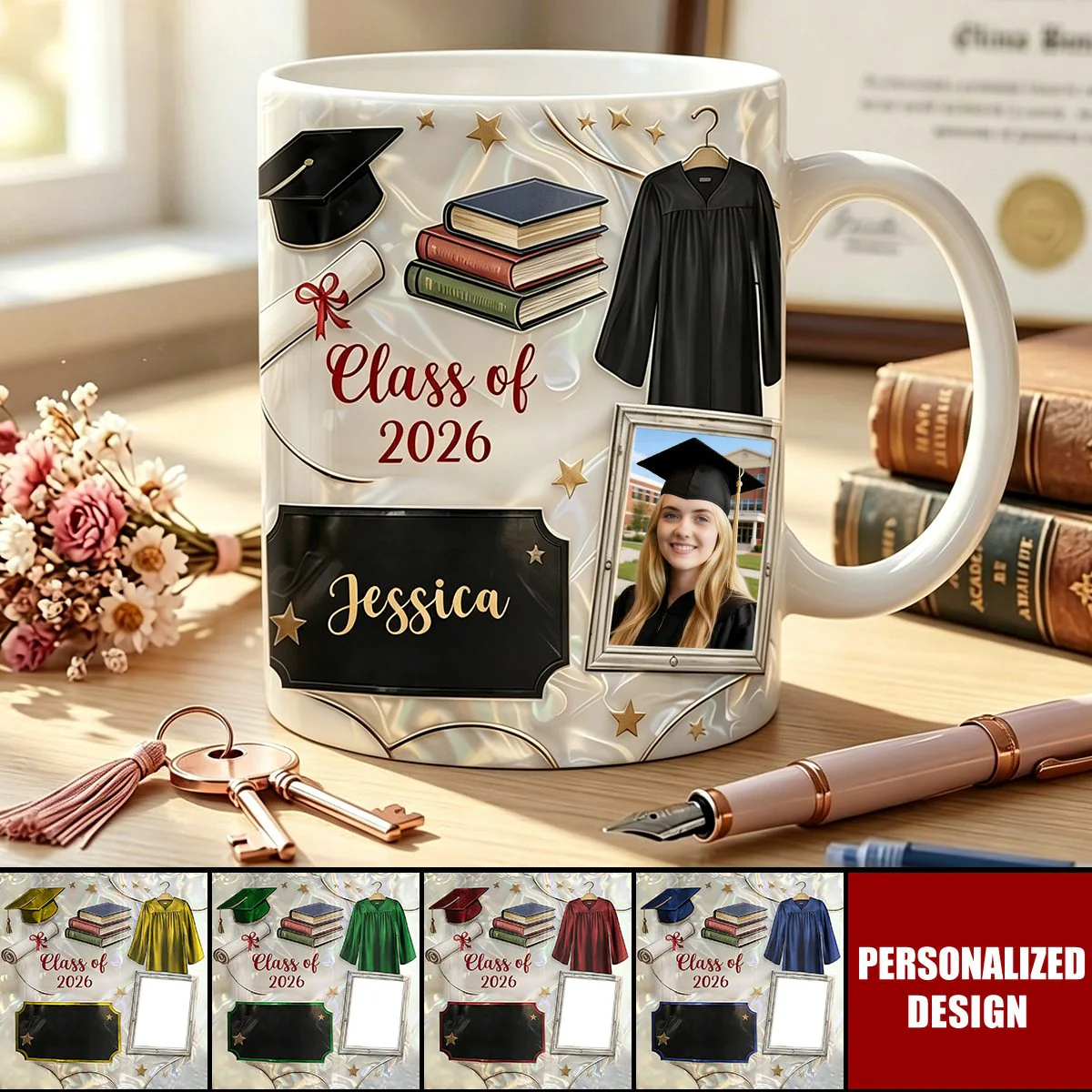 Custom Photo Graduation Class Of 2026 - Personalized White Mug - Gift For Graduates