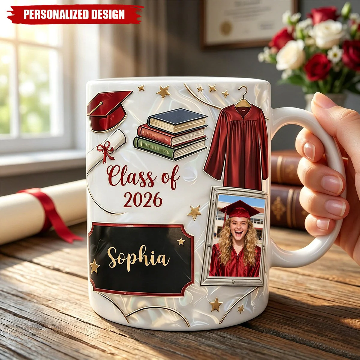 Custom Photo Graduation Class Of 2026 - Personalized White Mug - Gift For Graduates - Image 2