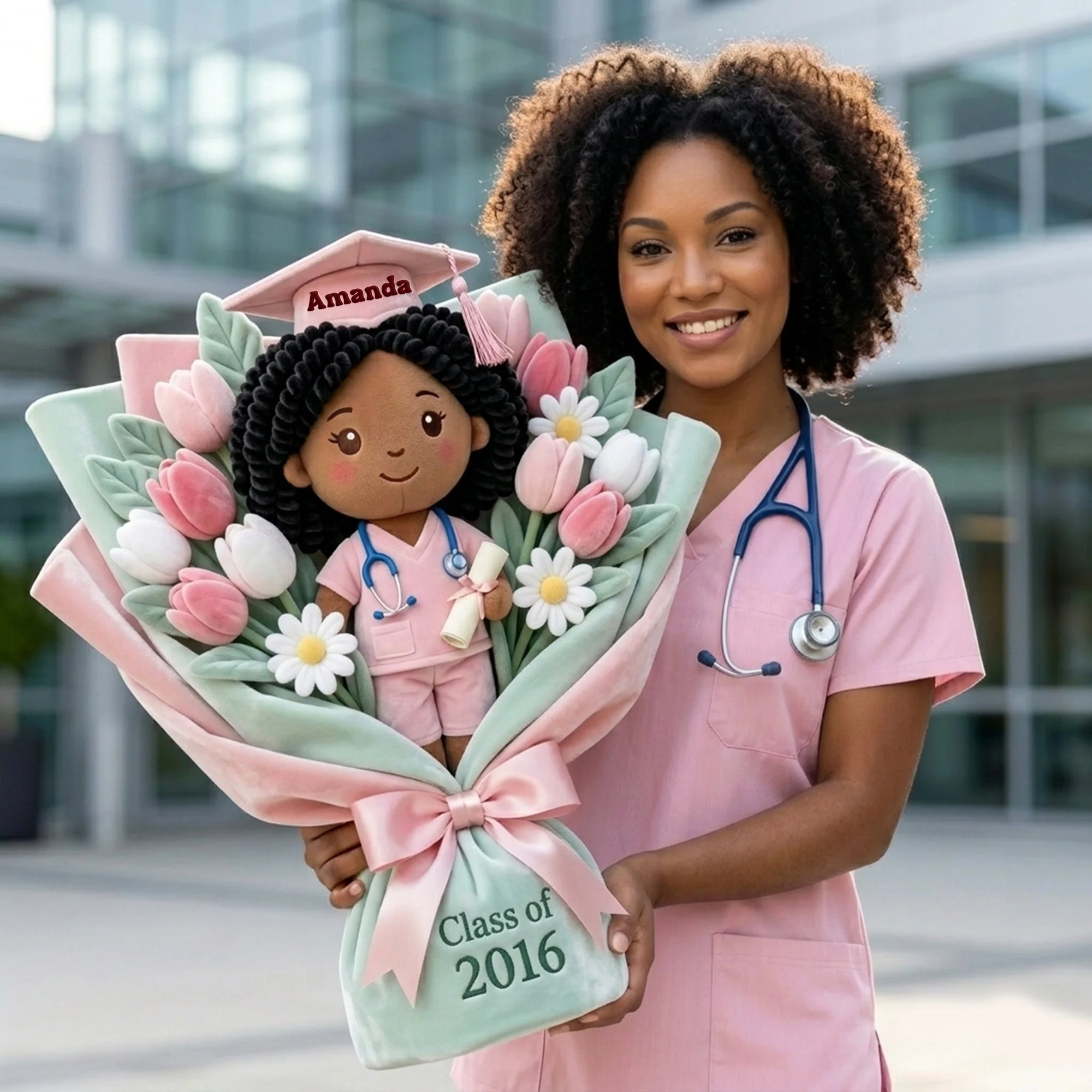 Custom Photo Graduation Nurse Bouquet Class of 2026 - Personalized Pillow - Gift For Graduates - Image 3