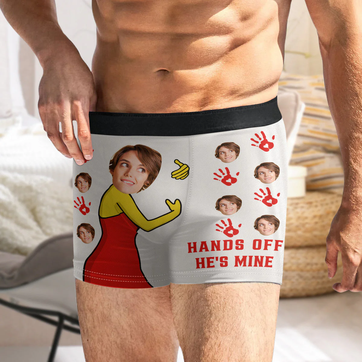 Custom Photo Hands Off He's Mine - Gift For Boyfriend, Husband, Anniversary - Funny Personalized Custom Boxer Briefs, Men's Boxers NH96 - Image 4