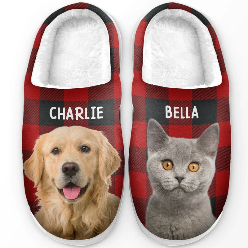 Custom Photo Happiness Is A Warm Puppy - Personalized Slippers - Gift For Dog Lovers, Cat Lovers, Pet Owners NA94 - Image 2